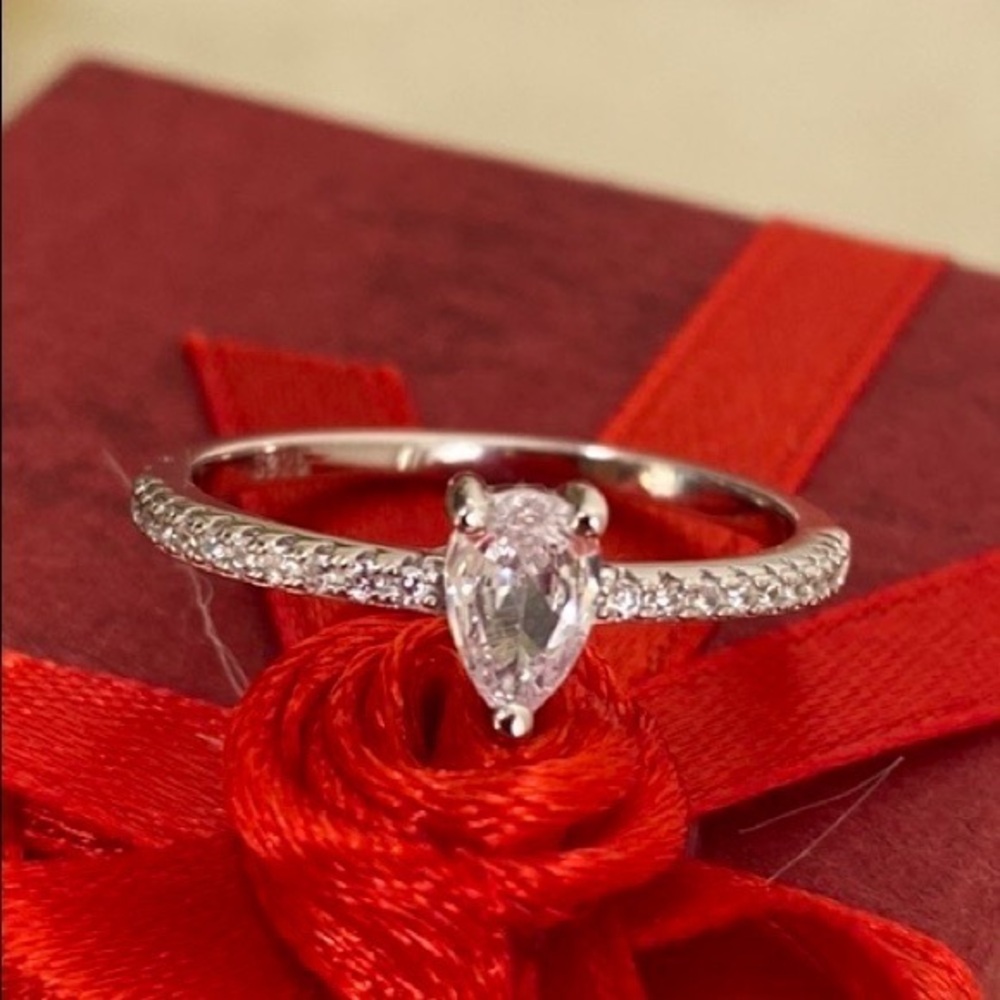925 Sterling silver Dainty Pear shape CZ Ring Band available sizes 5 6 7 8 9